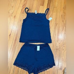 Auden Navy Lace Trim Pajama Set
